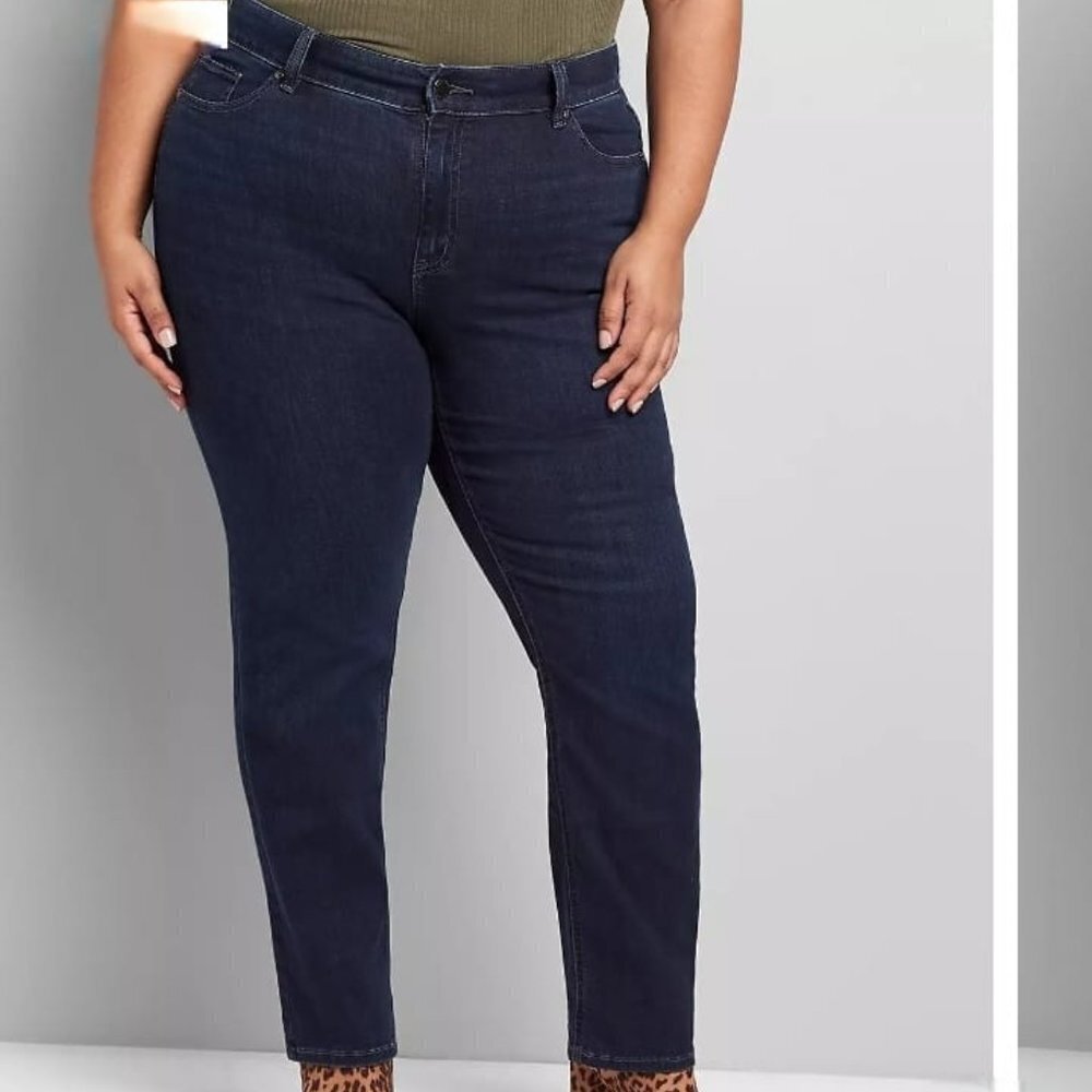 Lane Bryant Size 14P Curvy Fit Hi Rise Straight Jeans